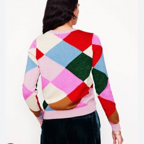 Boden Colorful Argyle Sweater • Size L • Preppy Color‑Block Knit - Picture 12 of 12